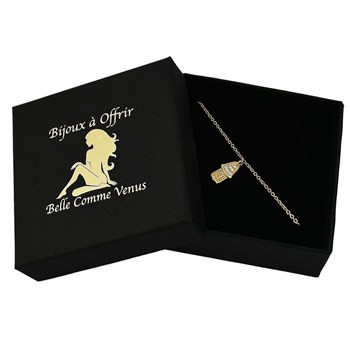 Anklet chain Fatma's hand set with zirconium oxide Gold plated 750 3 microns