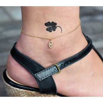 Anklet chain with zirconium oxide eye Gold plated 750 3 microns
