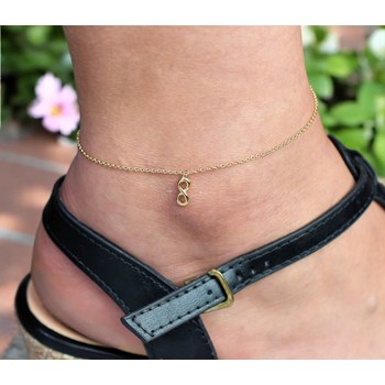 Anklet chain infinity symbol pendant Gold-plated 750 3 microns