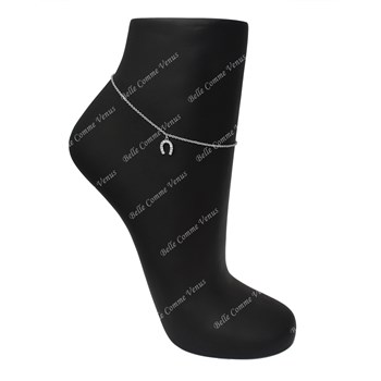 Horseshoe anklet set with zirconium oxide 925 Rhodium Silver