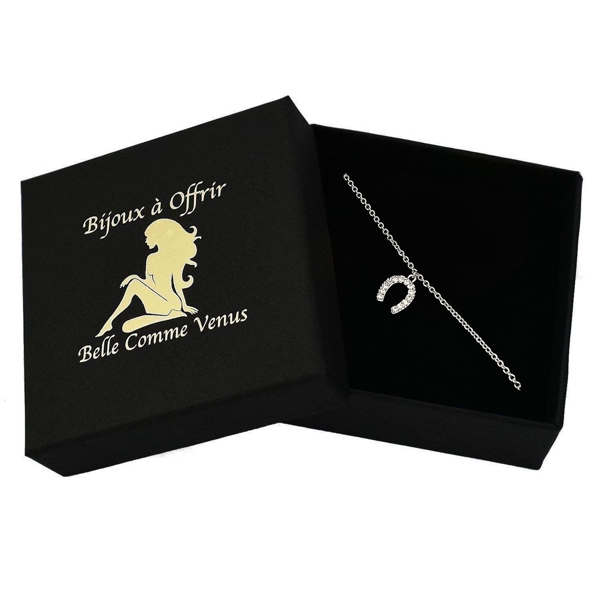 Chaîne de cheville fer à cheval serti d'oxyde de zirconium Argent 925 Rhodié - vue 3