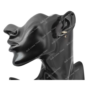 Boucles d'oreilles oeil symbole serti d'oxyde de zirconium Plaqué or 750 3 microns