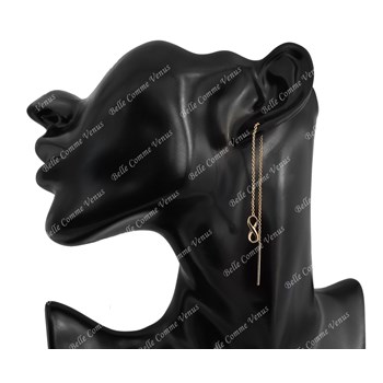 Infinity earrings with dangling chains 750 gold-plated 3 microns