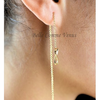 Infinity earrings with dangling chains 750 gold-plated 3 microns