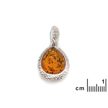 Pendentif argent rhodie 925 Ambre veritable de la mer Baltique