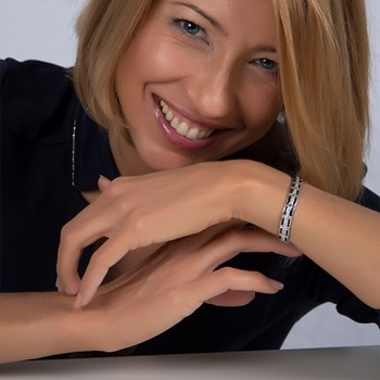 Bracelet Élégant en Saphir et Diamants sur Argent 925 - Aden Bijoux