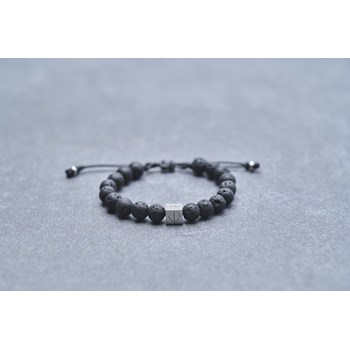 Bracelet souple Orso en Acier 316L avec lave noir