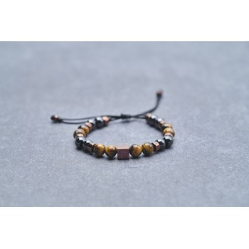 Bracelet souple Milan en Acier 316L avec oeil de tigre marron