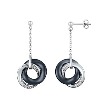 Boucles d'oreilles pendantes Penelope en Argent avec oxyde de zirconium blanc