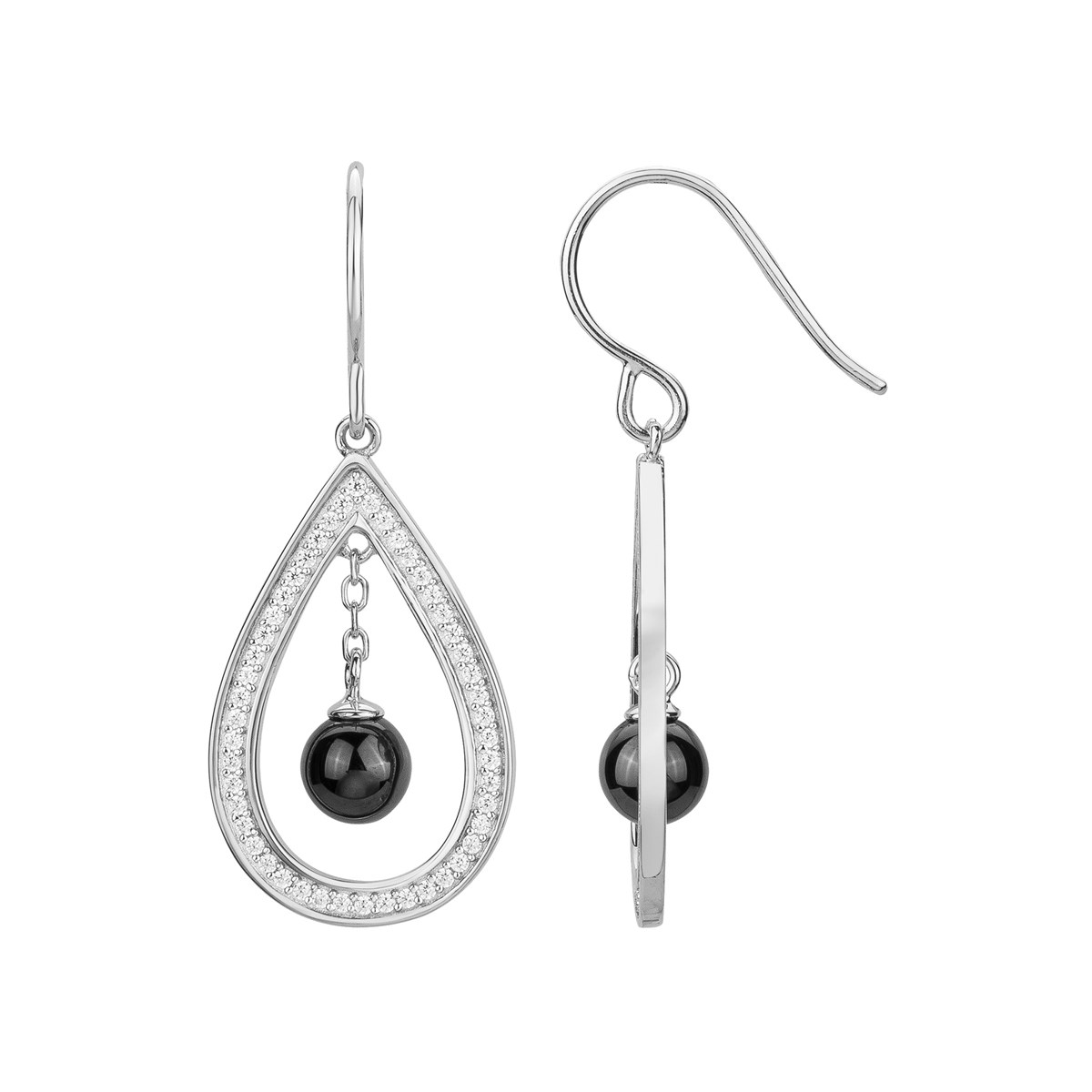 Boucles d'oreilles pendantes Sage en Argent avec oxyde de zirconium blanc
