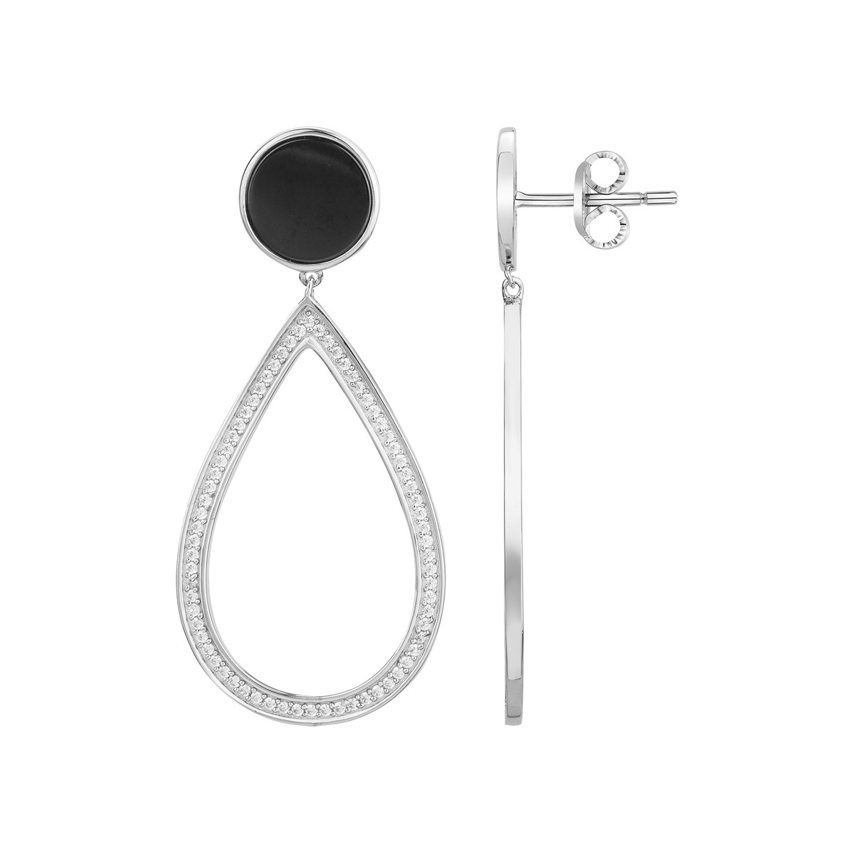 Boucles d'oreilles pendantes Eglantine en Argent avec oxyde de zirconium blanc
