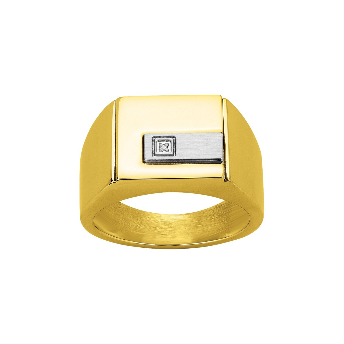Chevalière Christiano en Acier 316L avec diamant blanc