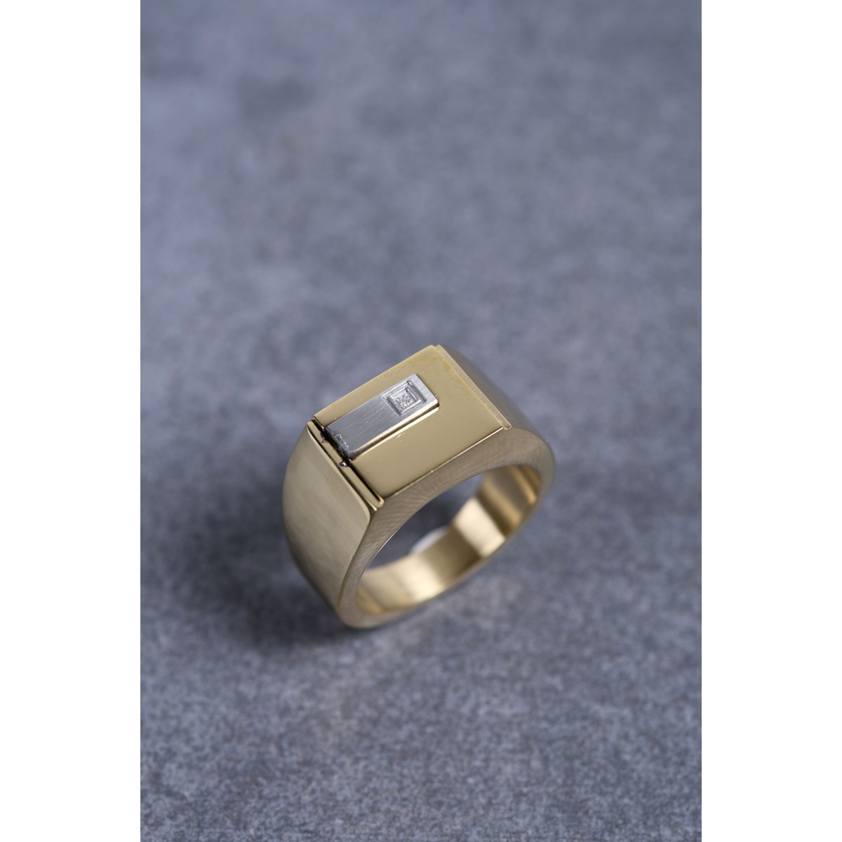Chevalière Christiano en Acier 316L avec diamant blanc - vue 3