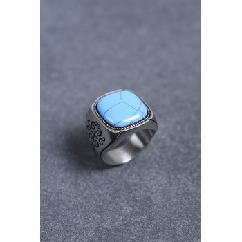 Bague Zinédine en Acier 316L avec turquoise bleu turquoise