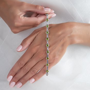 Bracelet Péridot Rond et Argent 925 - Élégance Naturelle Aden Bijoux