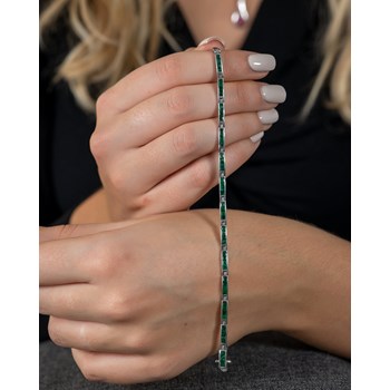 Bracelet Carré Emeraude & Argent 925 - Bijoux Aden