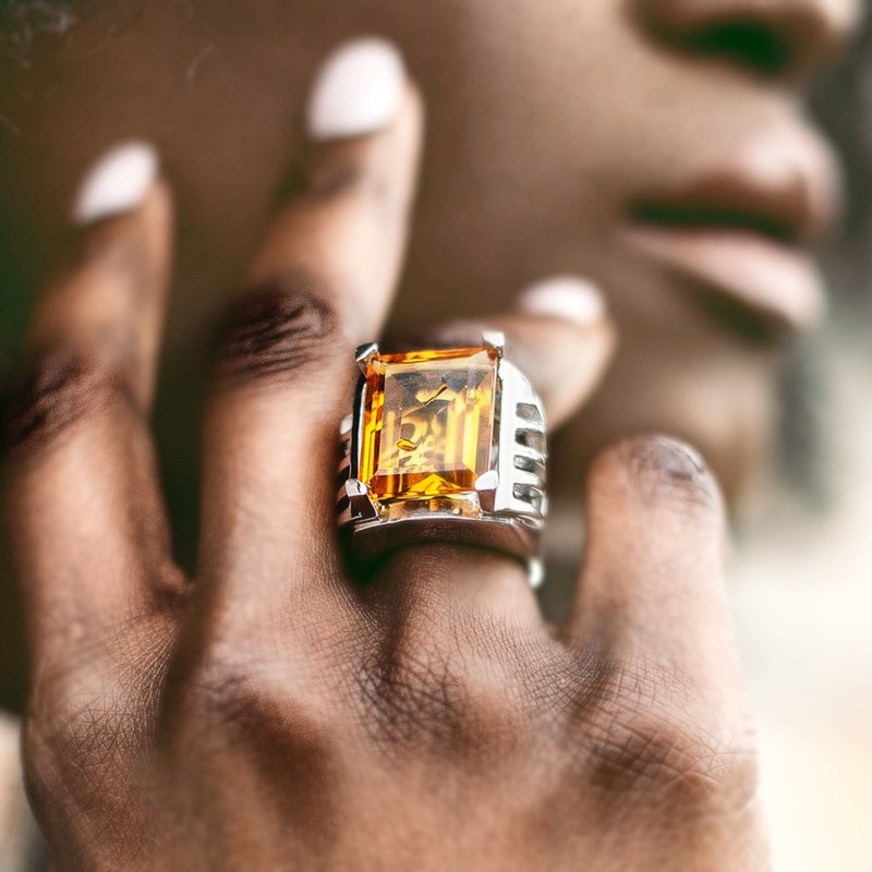 Bague Matit Argent Doré Pierre Onyx Noir - vue 2
