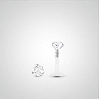 Piercing anti-hélix : or blanc avec diamant 0,05 carats