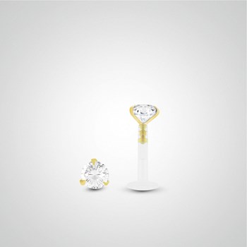 Piercing anti-helix diamant 0,05 carats en or jaune