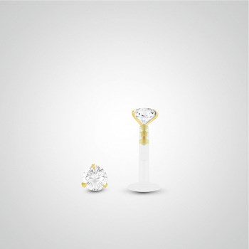 Piercing anti-helix diamant 0,03 carats en or jaune