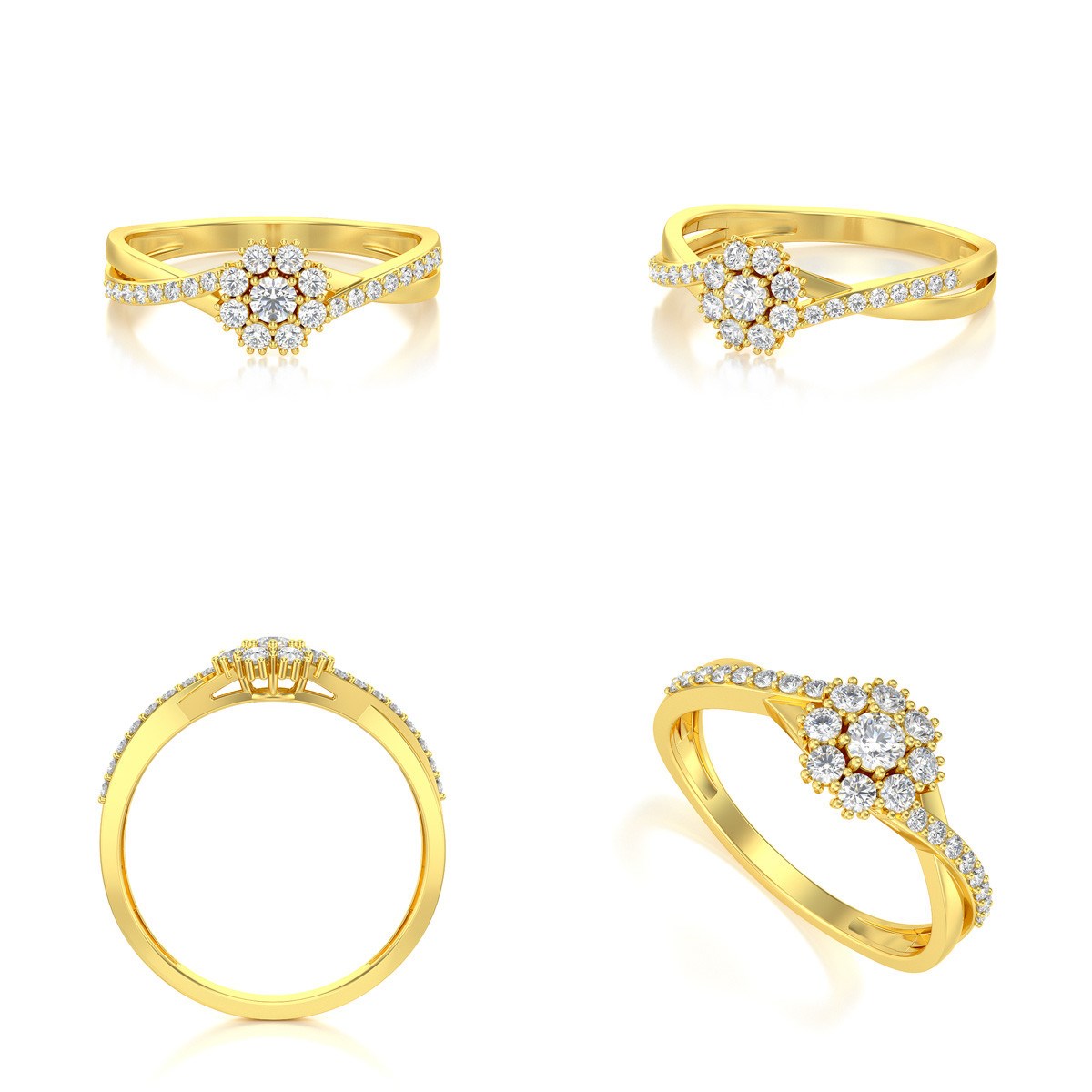 Bague ADEN Or 750 Jaune Diamants 2.02grs - vue 2