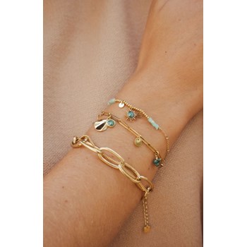 Gold-plated and silver-plated steel bracelet with double chain in different mesh sizes, adjustable chain, with Swarovski Crystal stone.