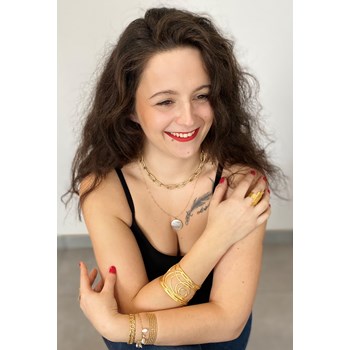 Rigid adjustable gold-plated steel bracelet