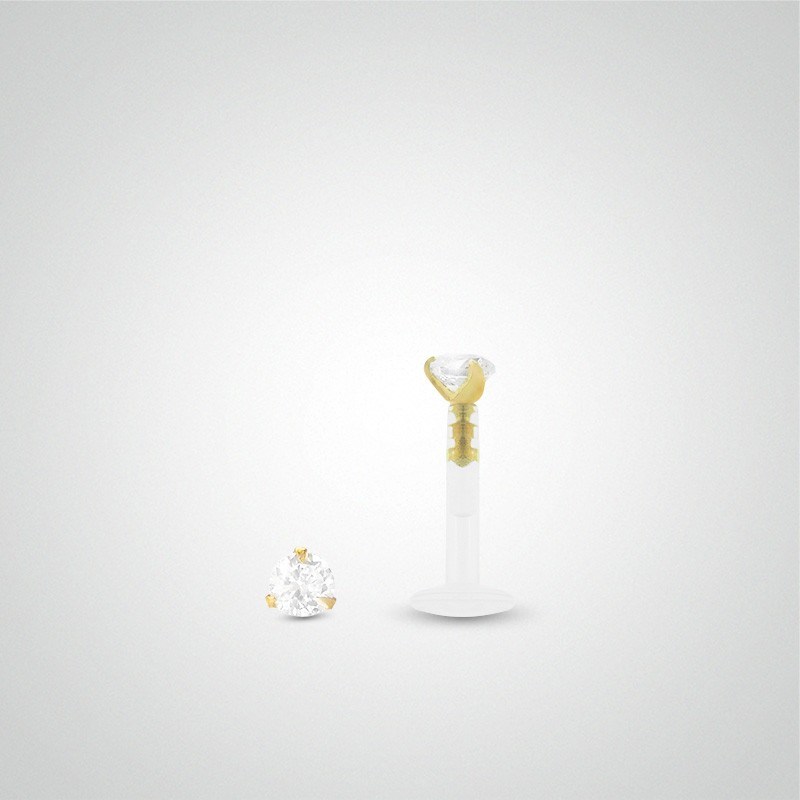 Piercing helix or jaune avec oxyde de zirconium 2,5mm