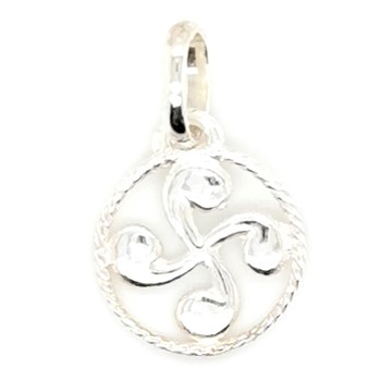 Pendentif croix basque cerclée argent  12mm
