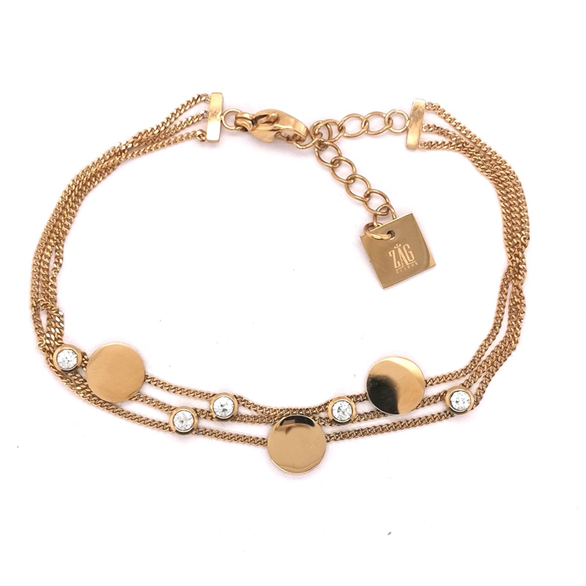 Bracelet Zag Bijoux acier doré réglable Femme Bracelet souple MATY