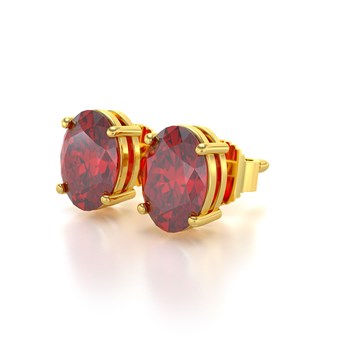 Boucles d'oreilles ADEN Or 585 Jaune et Rubis forme Ovale 1.6grs