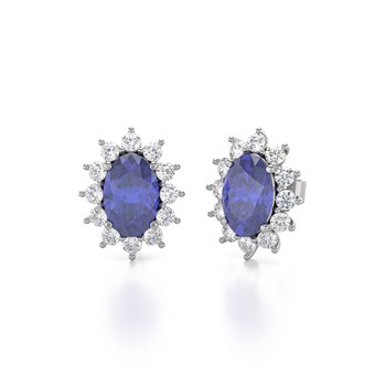 Boucles d'oreilles ADEN Or 585 Blanc et Tanzanite Forme Marquise 1.4grs