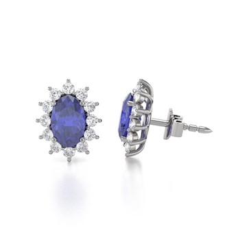 Boucles d'oreilles ADEN Or 585 Blanc et Tanzanite Forme Marquise 1.4grs