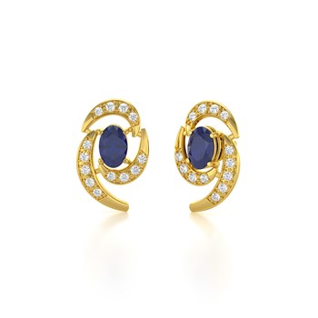 Boucles d'oreilles ADEN Or 585 Jaune et Saphir 2.6grs