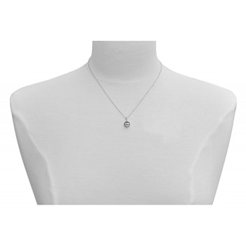 Collier Argent 925 Rhodié Pendentif Perle de Culture - Noir