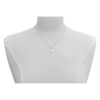 Collier Argent 925 Rhodié Pendentif Perle de Culture - Blanc