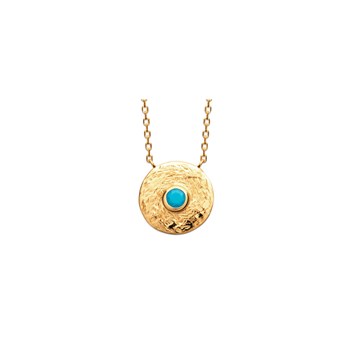 Women's hammered necklace with turquoise KENZA stone - Bijoux Privés Discovery