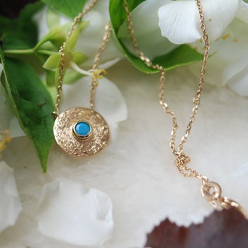 Women's hammered necklace with turquoise KENZA stone - Bijoux Privés Discovery