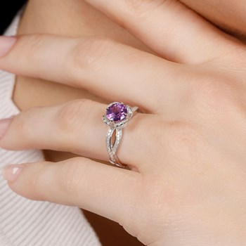 Bague ' Mireille' Or blanc et Améthyste