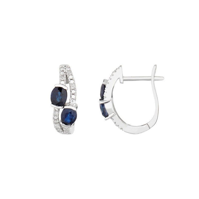 Boucles d'oreilles 'Harmonia' Or blanc et Saphir