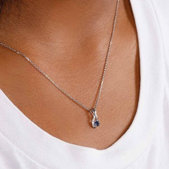 Pendentif 'Icare Brillant' Or blanc et Saphir