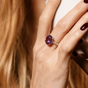 Bague 'Amélia' Or jaune et Améthyste