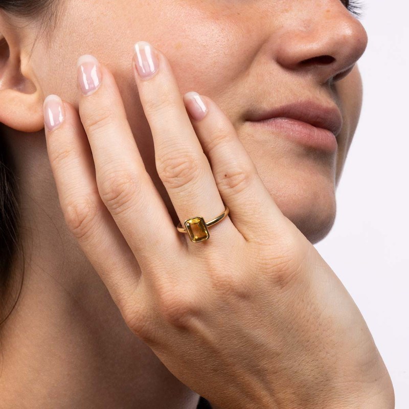 Bague 'Adeline' Or jaune et Citrine - vue 2