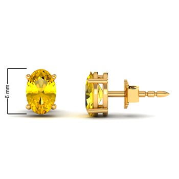 Boucles d'oreilles ADEN Or 585 Jaune et Citrine forme Ovale 1.15grs