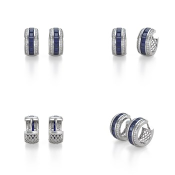 Boucles d'oreilles ADEN Or 585 Blanc Saphir et Diamants 7.35grs