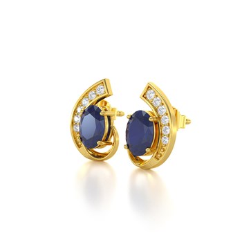 Boucles d'oreilles ADEN Or 585  Jaune Saphir et Diamants 2.10grs