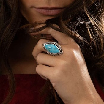 Bague 'Limón' Turquoise 8,79ct et Argent Massif 925/1000