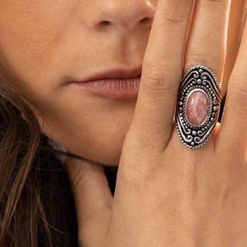 Bague 'Salvia' Rhodochrosite 4,50ct et Argent Massif 925/1000