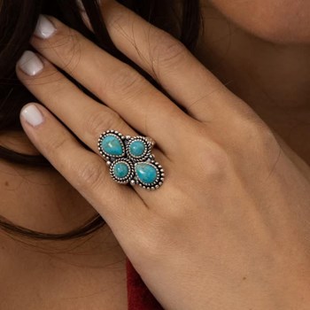 Bague 'Lobelia' Turquoise 3,86ct/4 et Argent Massif 925/1000