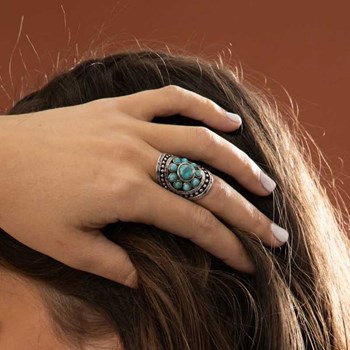 Bague 'Cidrón' Turquoise 2,70ct et Argent Massif 925/1000